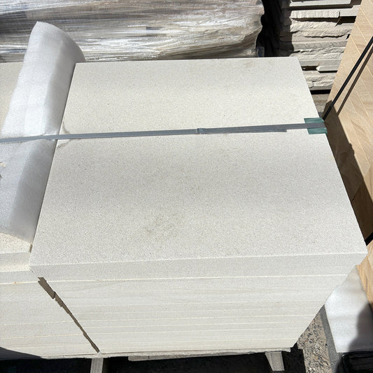 Australian Sandstone - WHITE - 600x600x50mm Natural Stone Pavers - 1st Quality - Available at Simon's Seconds