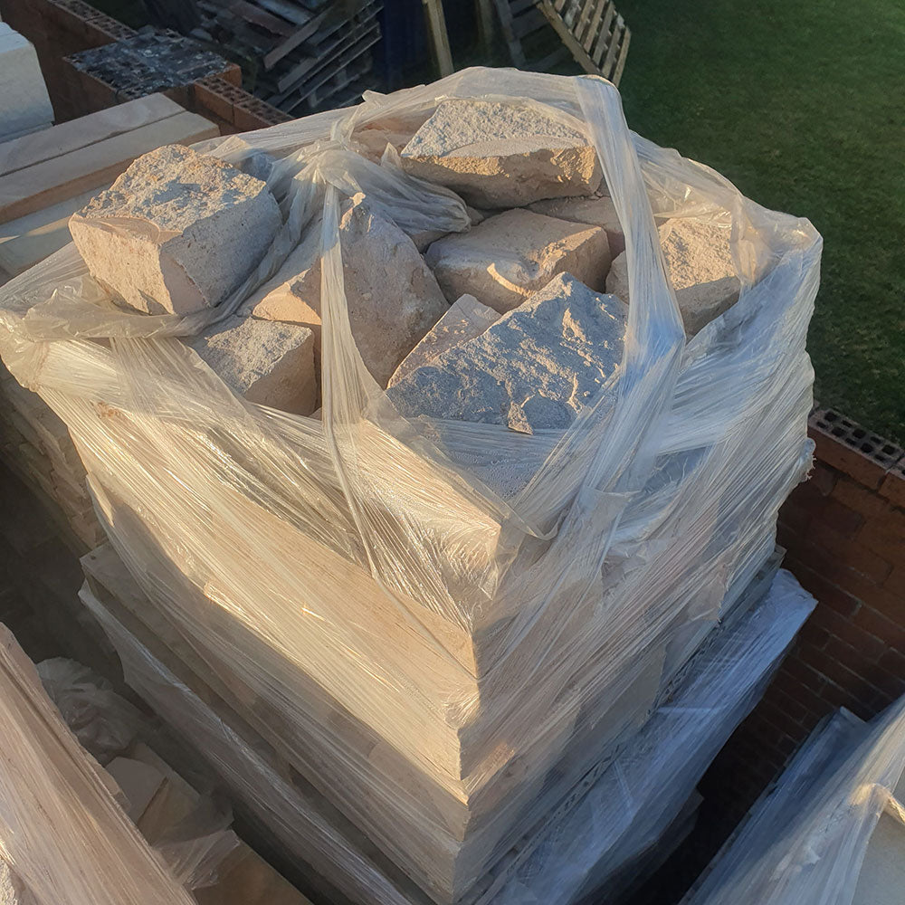 Australian Sandstone Ballast - (Random Man-Size Blocks) - Sold per m2 only - 1st Quality - Pallet - Available at Simon's Seconds