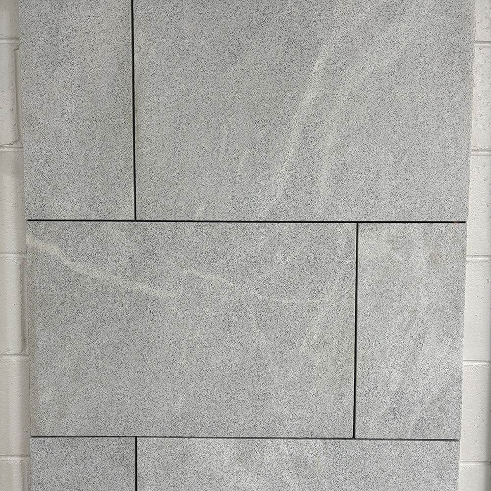 Mystic Grey Sandblasted Marble 610x406x30mm Natural Stone Pavers - 1st Quality - Display closeup - available at Simon's Seconds