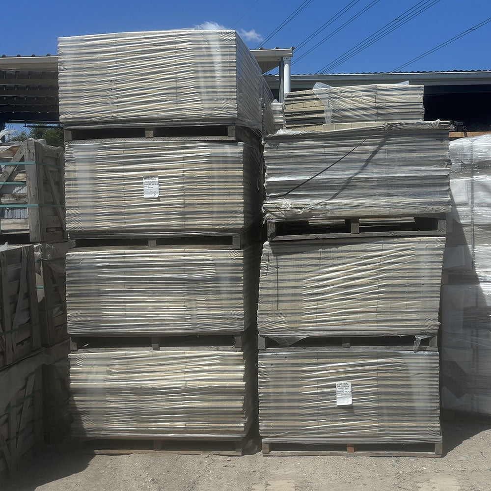 Shot Curl 400x400x45mm SHOTBLAST Concrete Pavers - Almond - Factory Seconds - Pallet - available at Simon's Seconds